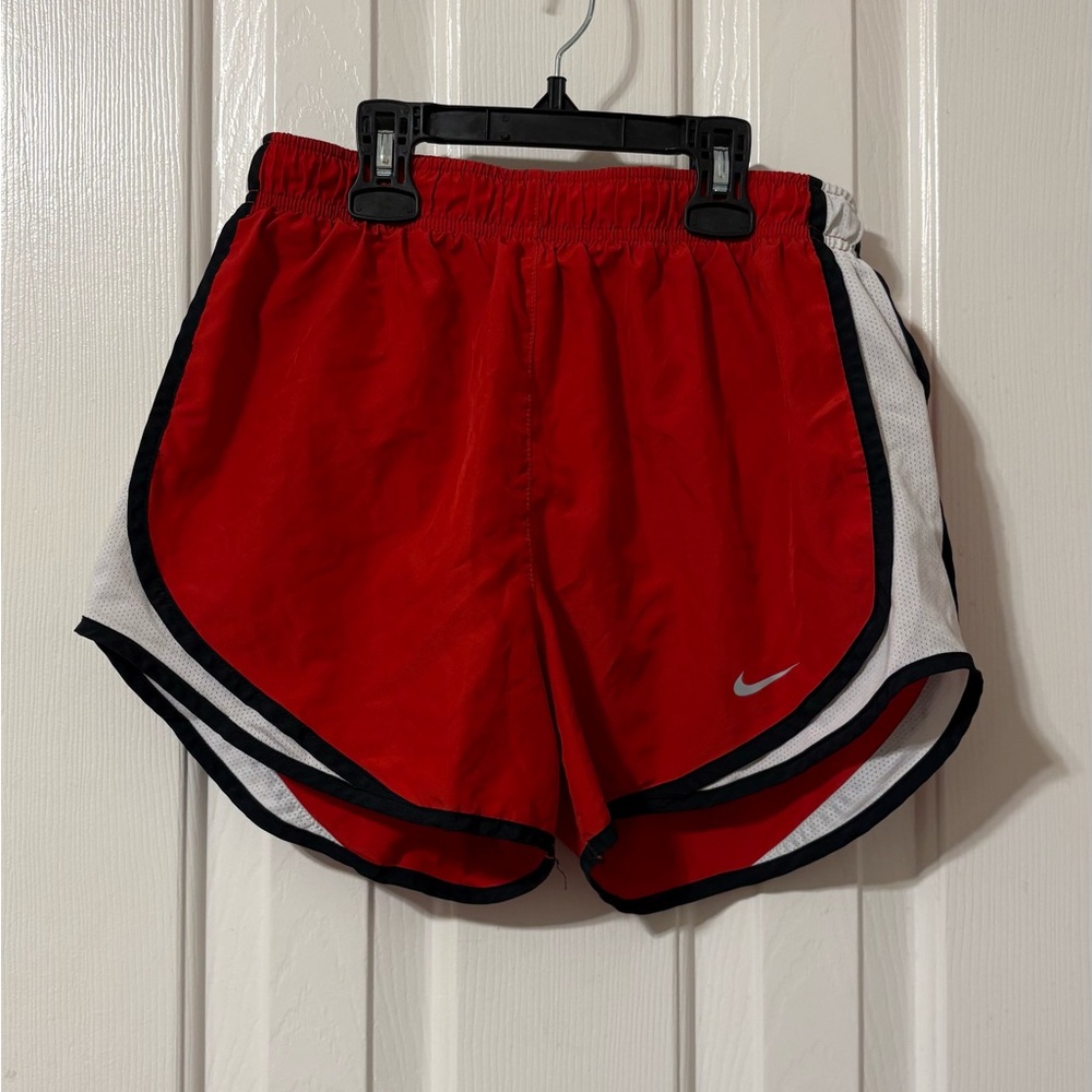 Nike Women's Red and White Athletic Shorts